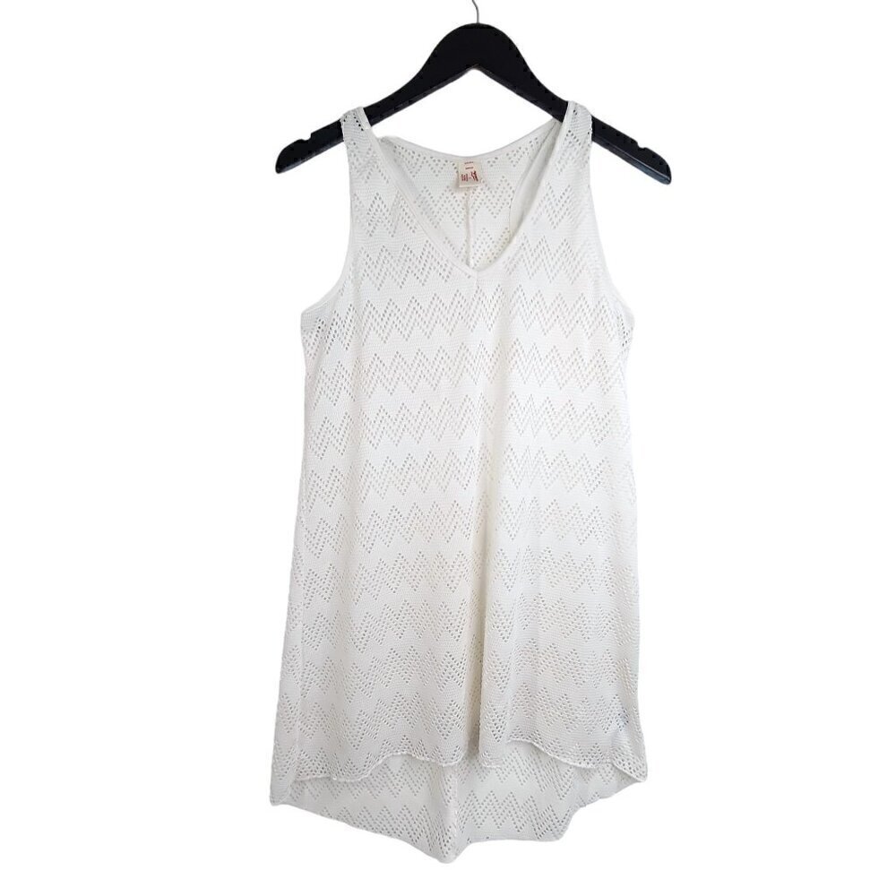 Arizona White Laser Cut Distressed Racerback Halter Beach Cover up Dress